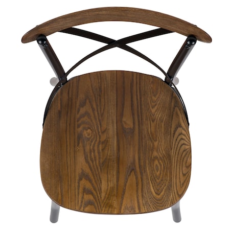 Flash Furniture Advantage X-Back Chair with Metal Bracing and Fruitwood Seat X-BACK-METAL-FW
